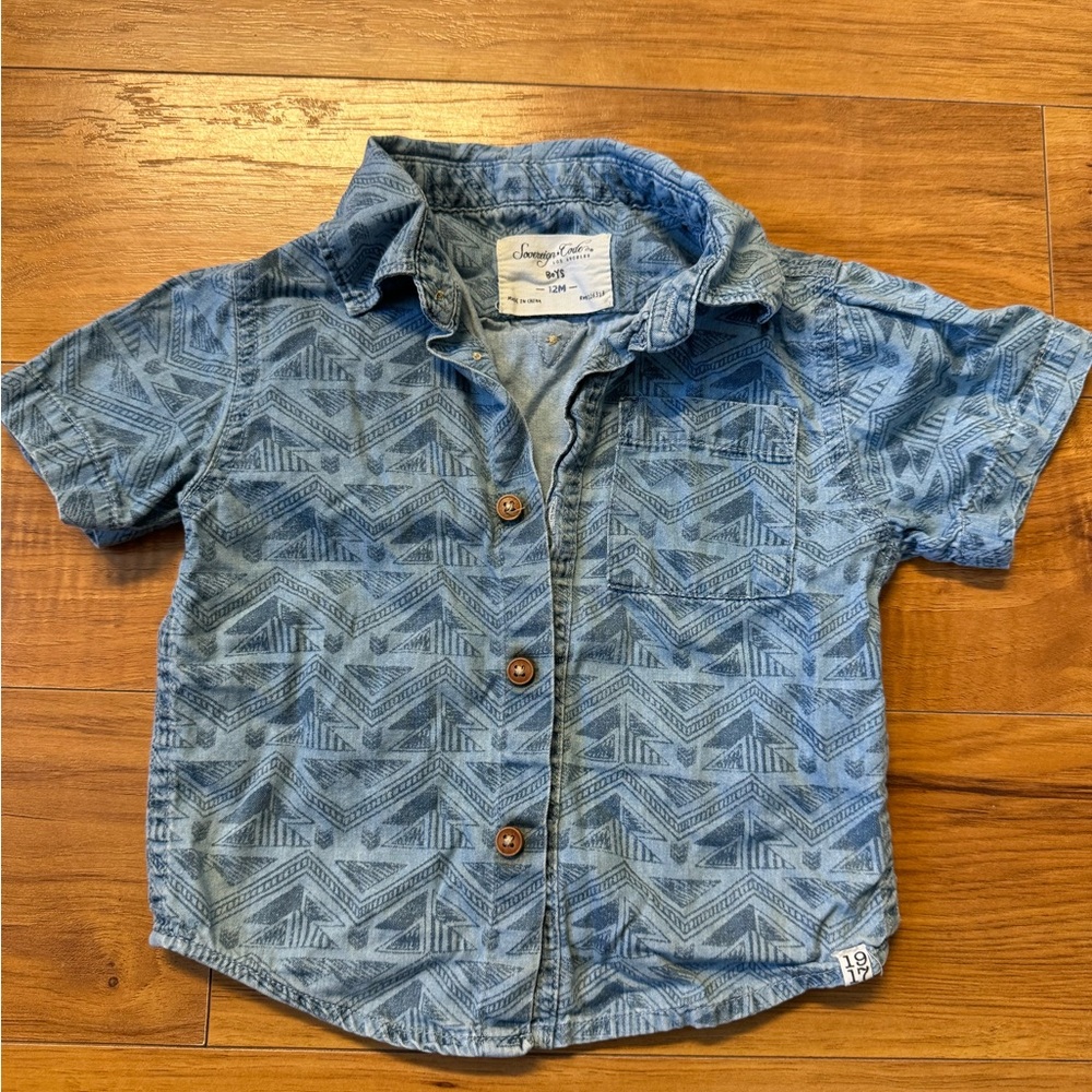 Sovereign Code Blue Patterned Button Down Shirt